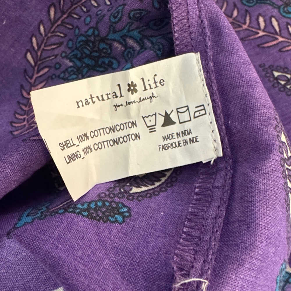 Natural Life Journey Boho Cotton Maxi Dress, Purple Floral Border - Picture 11 of 14